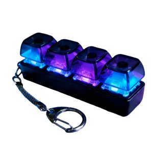 Keyboard Fidget KeychainKeyboard Button Finger Clicker for Anxiety Relief Transparent Lights Clicker Fun Style Charm Key Chain