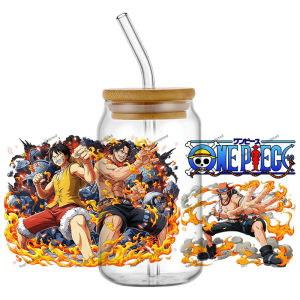 Bandai | Popular Classics Anime One Piece 16oz UV DTF 3D Transfer Sticker Decals Wraps Glass Can Cups Creative Craft DIY
