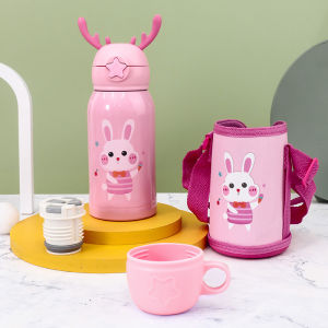 Cartoon Dual Lid Vacuum 316 Stainless Steel Thermos Flask for Kids