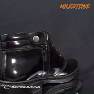 MILESTONE Sepatu Pdh Pria Sepatu Kerja Pria Sepatu Pantofel Pria Sepatu Formal Warna Hitam Bahan Sintetis Model Resleting Temali Hidup Cocok Untuk Dinas Kantoran Untuk POLRI TNI Security PDH 04 Reseleting Talian Sintetis