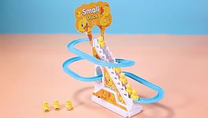 Kids Electronic Educational Toy Duck Climbing Stairs Track Toy
