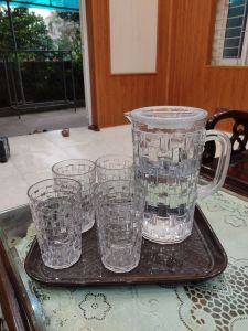 Combo bộ ca cốc đan bao gồm 6 món  1 ca 4 cốc 1 khay hàng cao cấp việt nam