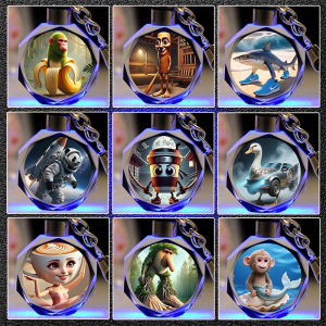 Luminous Crystal Keychain Stick Figure Creative Gift for Boys And Girls Foreign Mountain Sea Classic Inspired Design