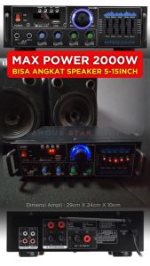 Amplifier Daya 2000 Watt Full Bass Fleco AV-918BT Audio Penguat Suara Full Bass & Treble | Ampli ORIGINAL FLECO 2000 WATT Power Amplifier Bluetooth Karaoke + Mp3 player + Radio FM | TOKO FAMOUS STAR