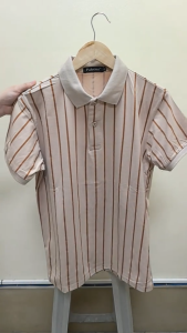 Palettes Mens Vertical Striped Polo Shirt Short Sleeve Fashion Korean Style Casual Regular Fit Collared Shirt #7716
