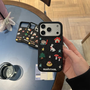 Ốp Lưng iPhone 17 pro Họa Tiết Thêu Hoạt Hình Vải Denim Chống Rơi Chống Sốc Chống Bụi Phong Cách Hàn Quốc Bảo Vệ Cho Apple 16 pro Max