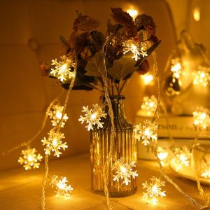 LED String Lights Snowflake LED Fairy Lights Xmas Tree Christmas New Year Room Valentines day Decoration USB or Battery Operate Room Bedroom Party Decor Holiday Decoration Colored Lantern Flashing Lighting Chain String Starry Sky Lighting Chain Battery