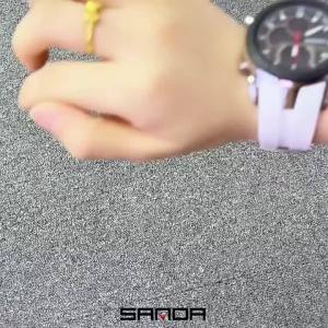SANDA Mens Watches Countdown Waterproof Alarm Clock Wristwatch Multifunctional Luminous Men Quartz Digital Watch Alarm Clock