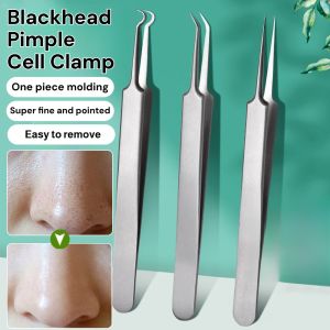 Stainless Steel Acne And Blackhead Remover Cell Clamp Tweezers Comedone Extractor for Facial Care Beauty Salon Special Tool