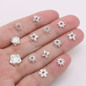 ลูกปัด7/8/10มม. สเปเซอร์อัลลอยลูกปัดเงินรูปดอกไม้ลูกปัดหลวมสำหรับทำด้วยมือสร้อยข้อมือสร้อยคอต่างหูพวงกุญแจอุปกรณ์การทำเครื่องประดับหัตถกรรม DIY