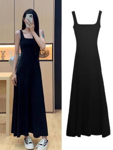 CAOZIMUYI | Stylish Elegant Black Summer Tea Dress Fitted