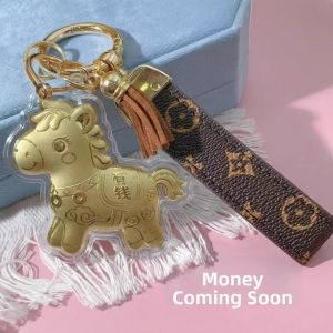 999 Pure Gold Hello Kitty Phone Chain Key Holder Bag Charm Lucky Cat God of Wealth Charm Creative Gift Cartoon Pattern