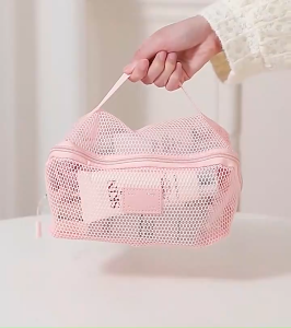 Large Capacity Mesh Makeup Bag Multi-Functional Portable Travel Toiletry Bag Transparent Handheld Cosmetic Bag for Women