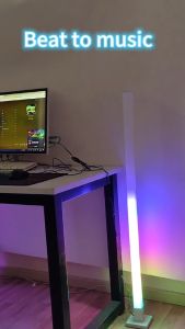 DingDian LED Sound Activated Floor Lamp RGB 4D Rhythm Gaming Light with Music Sync for Bedroom Living Room & Corner Dynamic Color Changing Ambient Lighting