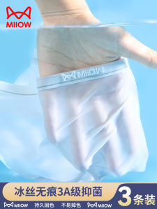 MiiOW Ice Silk Seamless Panties Womens Pure Cotton Antibacterial Crotch Mid Waist Classic Breathable Summer Thin Briefs