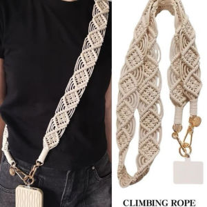 Hand-Woven Long Crossbody Phone Lanyard - Ins-Style Hollow-Out Simple & Stylish Durable Versatile Bag Strap