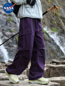 WASSUP PANDA Mens Outdoor Waterproof Hiking Trousers Spring Autumn Dopaamine Purple Color Paratrooper Workwear Pants