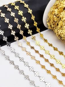 สร้อยคอ สร้อยข้อมือ DIY ช�เรซิ่น โซ่ทองแดง ดอกไม้ 4 ใบ ชุบเงิน ทำมือ อุปกรณ์ตกแต่งเสื้อผ้า อุปกรณ์ตกแต่งภายในบ้าน