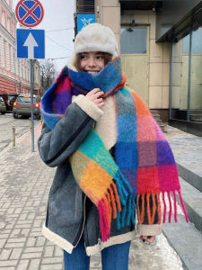 Korean Style Winter Thick Warm Scarf Women Cashmere Shawl and Wraps Pashmina Neckerchief Bufanda Female Long Tessel Echarpe 2024