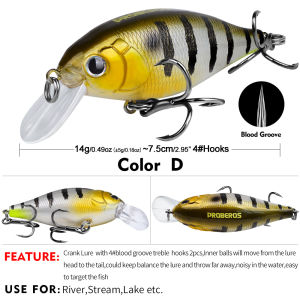 Proberos 7.5cm 14g Rock Little Fatty Fishing Bait Biomimetic Mồi Giả Có Móc Câu Cá Có Bể Chứa Máu Để Câu Cá Trên Sông Biển