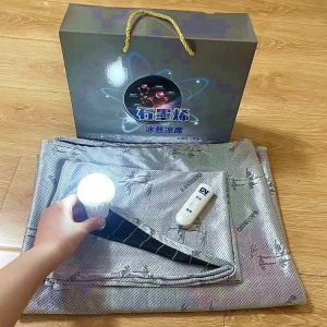 Graphene Ice Silk Bedding Set Three Bio-Electric Pieces Washable Air Conditioned Soft Mat Replenish Magnetic Aid Sleep Summer Home Use