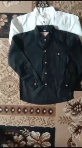 Kemeja Hitam Anak Laki Laki & Kemeja Kerah Sanghai Katun Twill