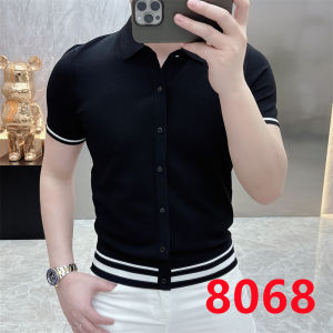 Áo Thun Nam Mùa Hè 2024 Dáng Ôm Cổ Polo Tay Ngắn Bằng Lụa Băng Thời Trang Thường Ngày Cho Thanh Thiếu Niên