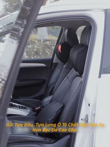 Gối Tựa Đầu Tựa Lưng Ô Tô - Chất Liệu Cao Su Non Bọc Da Cao Cấp Thoáng Khí Chống Đau Lưng Mỏi Cổ - Mẫu Mã Sang Trọng