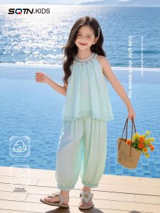 SQTN.KIDS | Stylish Sleeveless Girls Summer Vacation Two-Piece Set