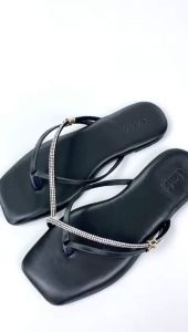 GALIA Sezzy Sandal Jepit Wanita Glitter Selempang Blink Hitam Silver Gold