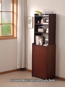Multipurposed Integrated Study Furniture Foldable Desk with Built‑in Bookshelf for Household Work And Learning