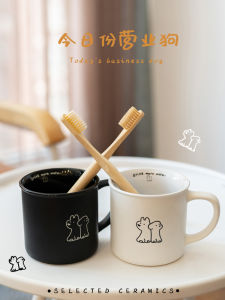 Cute Dog Ceramic Toothbrush Cup Couple Washing Mouth Cup Mens Tooth Cup Cartoon Bathroom Home Use Personal Hygiene Tool