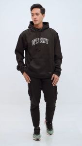 Otsky Jacket Hoodie Pria Font Basic Fleece