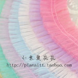 ผ้าตาข่ายขอบลูกไม้ซ้ายขวาเท่ากัน 5 ซม. ผ้าตาข่ายขอบลูกไม้แบบซ้อนด้านละ 2 ด้านสำหรับทำเสื้อผ้าเด็กตุ๊กตา DIY