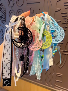 Woven DIY Moon Bracelet Carabiner Keychain Bag Charm Accessory Creative Car Backpack Pendant