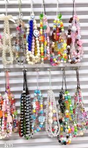 Cute Bear Candy Color Mobile Phone Case Chain Anti-Lost Soft Pottery Lanyard Pearl Acrylic Bead Colorful Portable Wrist Strap Rope Pendant y2k bracelets