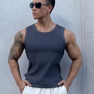 Mens Training Tank Top Quick Dry Ice Sensation Large Muscle American Workbench Fitness Clothing Breathable Elastic Sports Vest