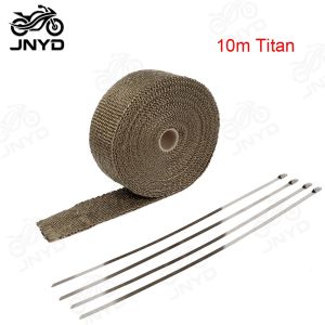 JNYD Motorcycle Muffler Thermal Tape Exhaust Band Heat Wrap Fiberglass Heat Shield Insulation With Stainless Ties 5CM*10M