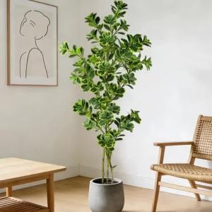 76cm/115cm Artificial Ficus Tree Fake Tropical Plants Plastic Rubber Branch Green Heart-Leaves for Home Garden Outdoor Decor