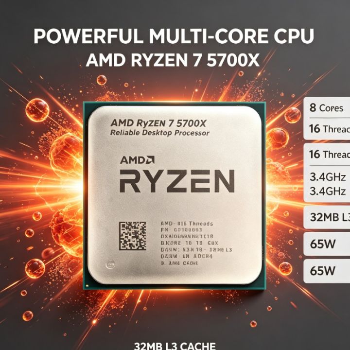 AMD | Ryzen7 5700X Zen3 AM4 Desktop Processor 8‑Core 16‑Thread 7NM