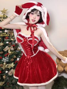 ชุดเดรสเซ็กซี่สไตล์วันคริสต์มาส กระโปรงทรงเอสีแดง เอวกลาง แขนยาว ปกโปโล สำหรับผู้หญิง ชุดแต่งกายสำหรับงานวันเกิด