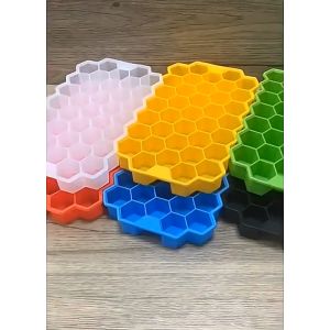 [Happy Kids] 37 Cell Honeycomb Shape Ice Cube Mold Food Grade Silicone with Lid Jelly Maker 硅胶冰格 Acuan Ais - KW22