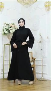 Gamis Abaya Turkey Dress Turki Baju Muslim Wanita Arab Dubai Leila 864 Black Swarozsky Busui Dewasa Warna Hitam Jetblack Bordir Terbaru 2022 Viral Kekinian Simple Elegan Mewah YM deFashion