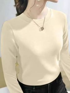 เสื้อเชิ้ตคอปกตั้งสองด้านเดนิมแฟชั่นฤดูใบไม้ร่วง/ฤดูหนาว แขนยาว อบอุ่น เสื้อเชิ้ตพื้นฐาน เสื้อผ้าทำงาน เสื้อผ้าผู้หญิง