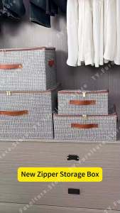 Clothing Storage Box Sturdy Durable Oxford Cloth Zipper Storage Box Living Room Toy Good Guality Storage Box Waterproof Linen-cotton Fabric