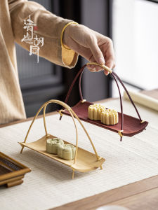 Handmade Chinese Zen Style Bamboo Tray Dessert Display Home Living Room Snacks Candy Small Basket Tea Time Plate Vintage