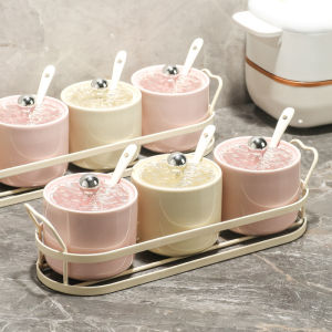 YALINJIAJU | Ceramic Spice Jars Set Organizer