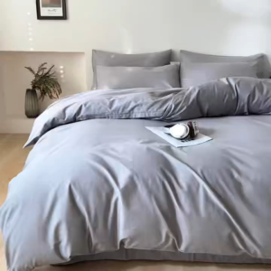 4 in 1 Plain White Bedsheet Set with Duvet Cover Fully Garterized Fitted Sheet and 2 Pillowcases - Homeflix