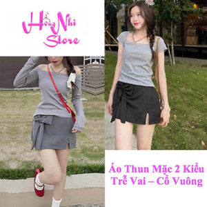 Áo Thun Trễ Vai Cổ Vuông Dáng Ôm Tay Ngắn Tay Dài Thun Gân Tăm Lạnh Cao Cấp Co Giãn - MM Hồng Nhi Stores