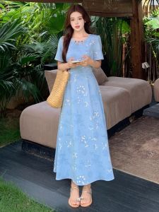 RELNLEX | Đầm Nơ In Hoa Elegance Dây Đai Ngực